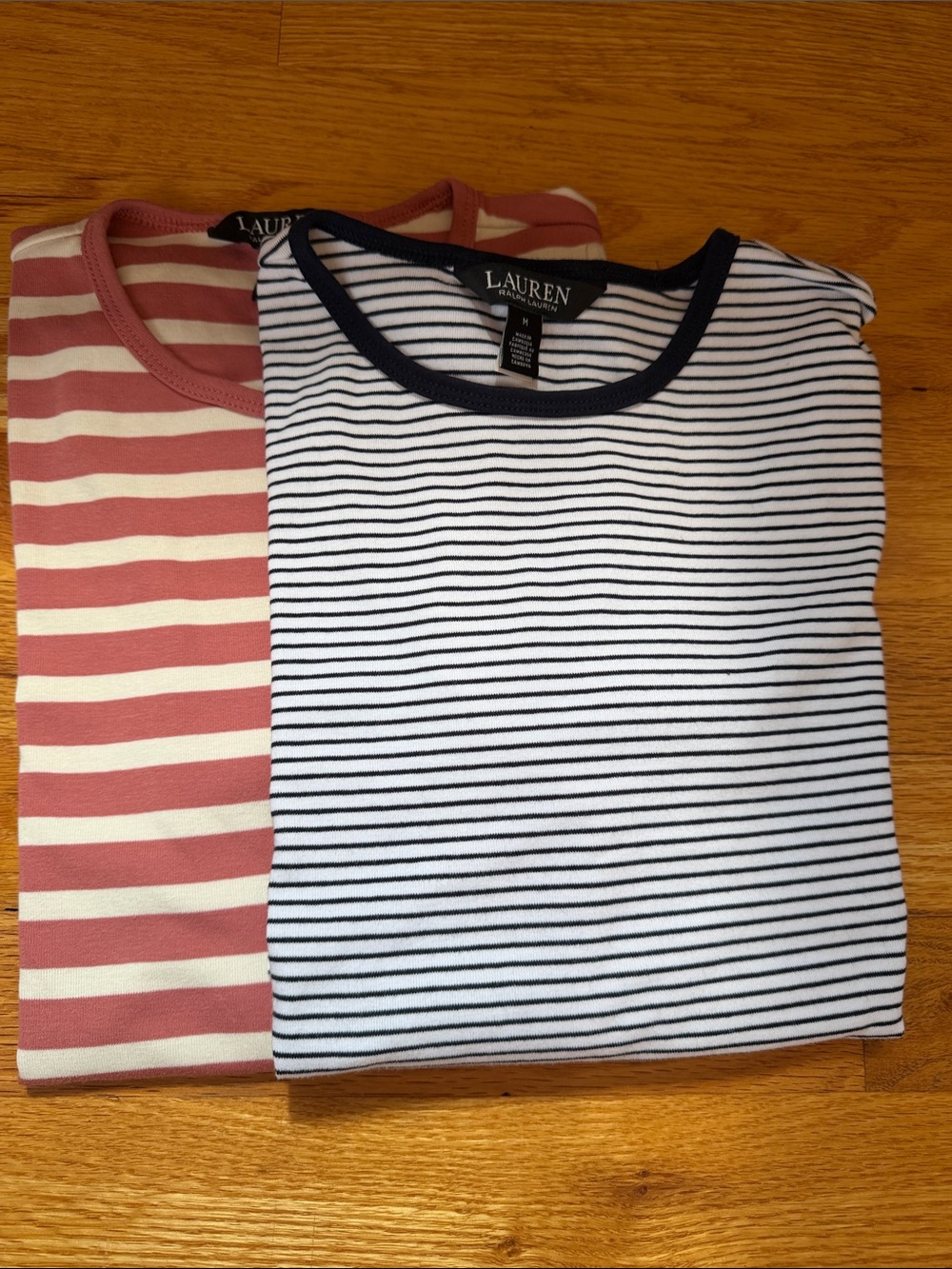 Lauren Ralph Lauren Kids' Striped Crewneck Tops - Pink & Navy